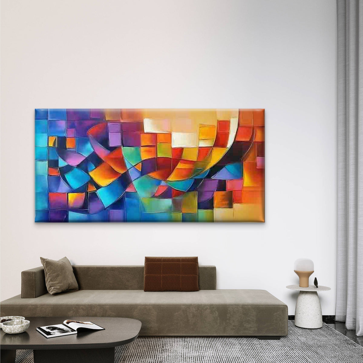 Vibrant Abstract Brush Strokes Wall Art Canvas Office Home Room Framed 120x60cm