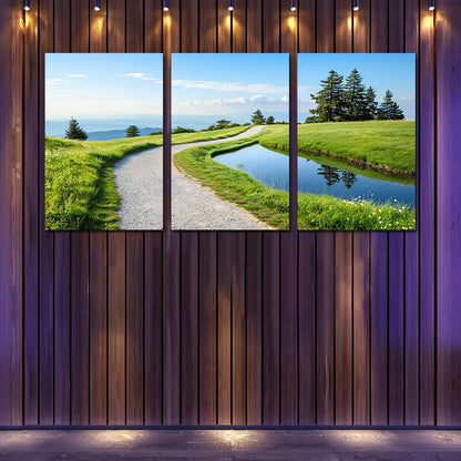 3pcs Paintings of Serene Countryside Roads Wall Art Set Canvas Framed 40x60cm - High Quality Print 100% Australian Made Wall Canvas Ready to Hang