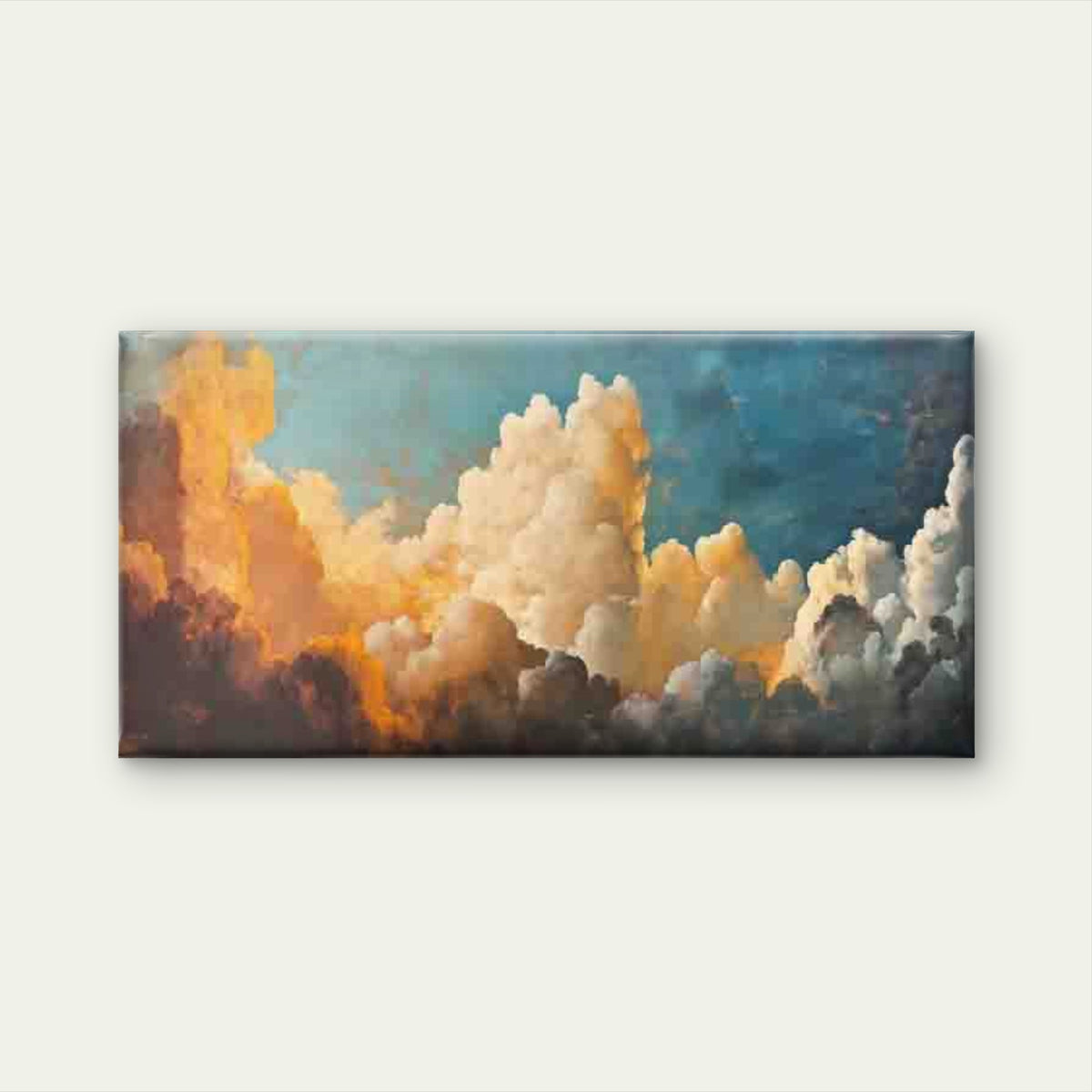 Golden Sunset Clouds Sky Scene Wall Art Canvas Office Home Room Framed 120x60cm