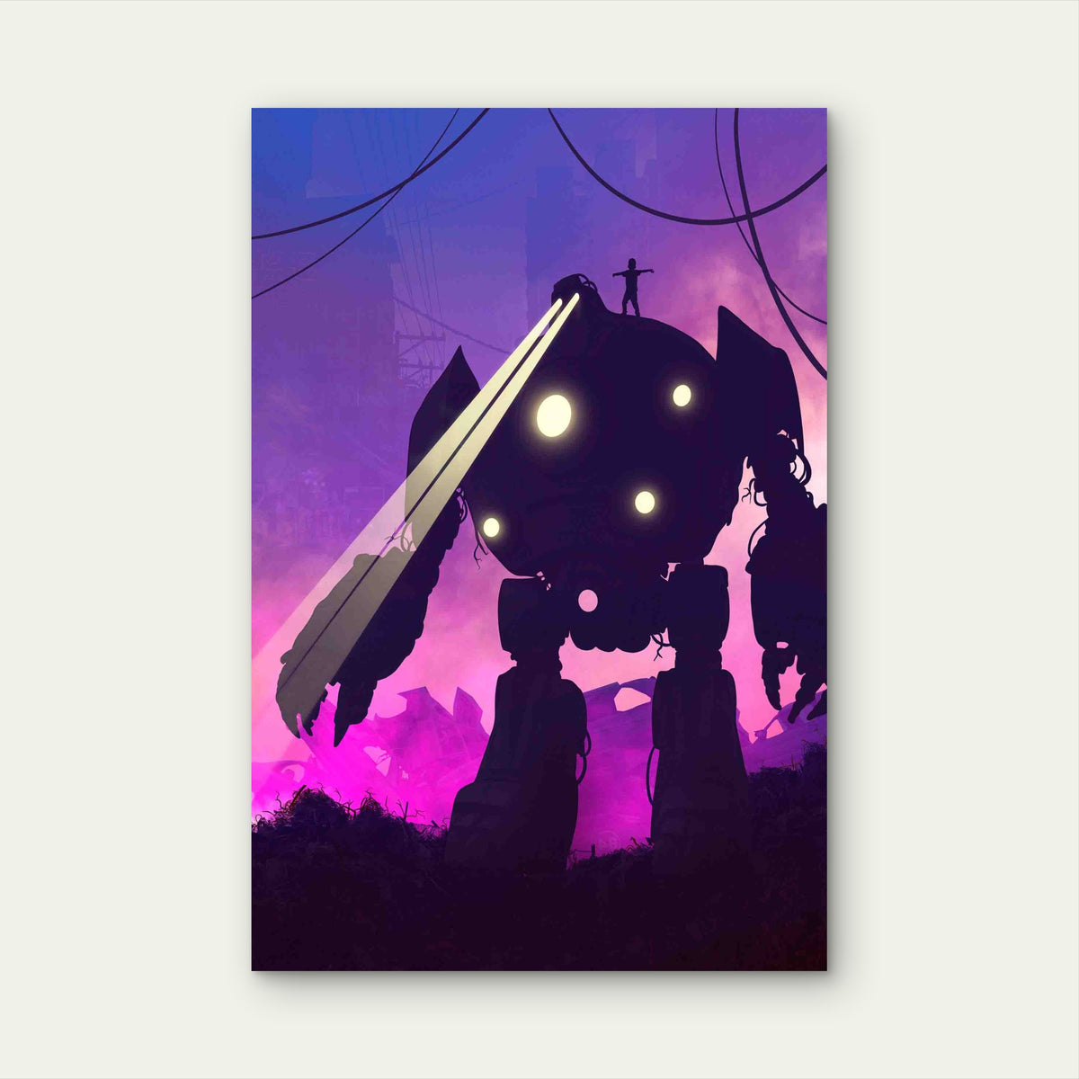 Robot and Human Friends Metal Print Ready to Hang