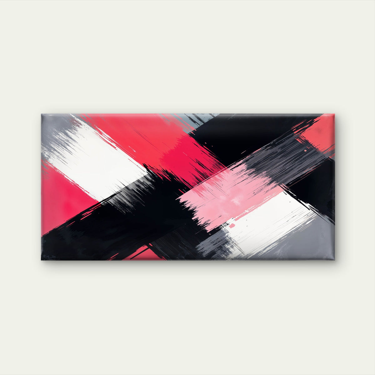 Bold Pink Black White Abstract Wall Art Canvas Office Home Room Framed 120x60cm