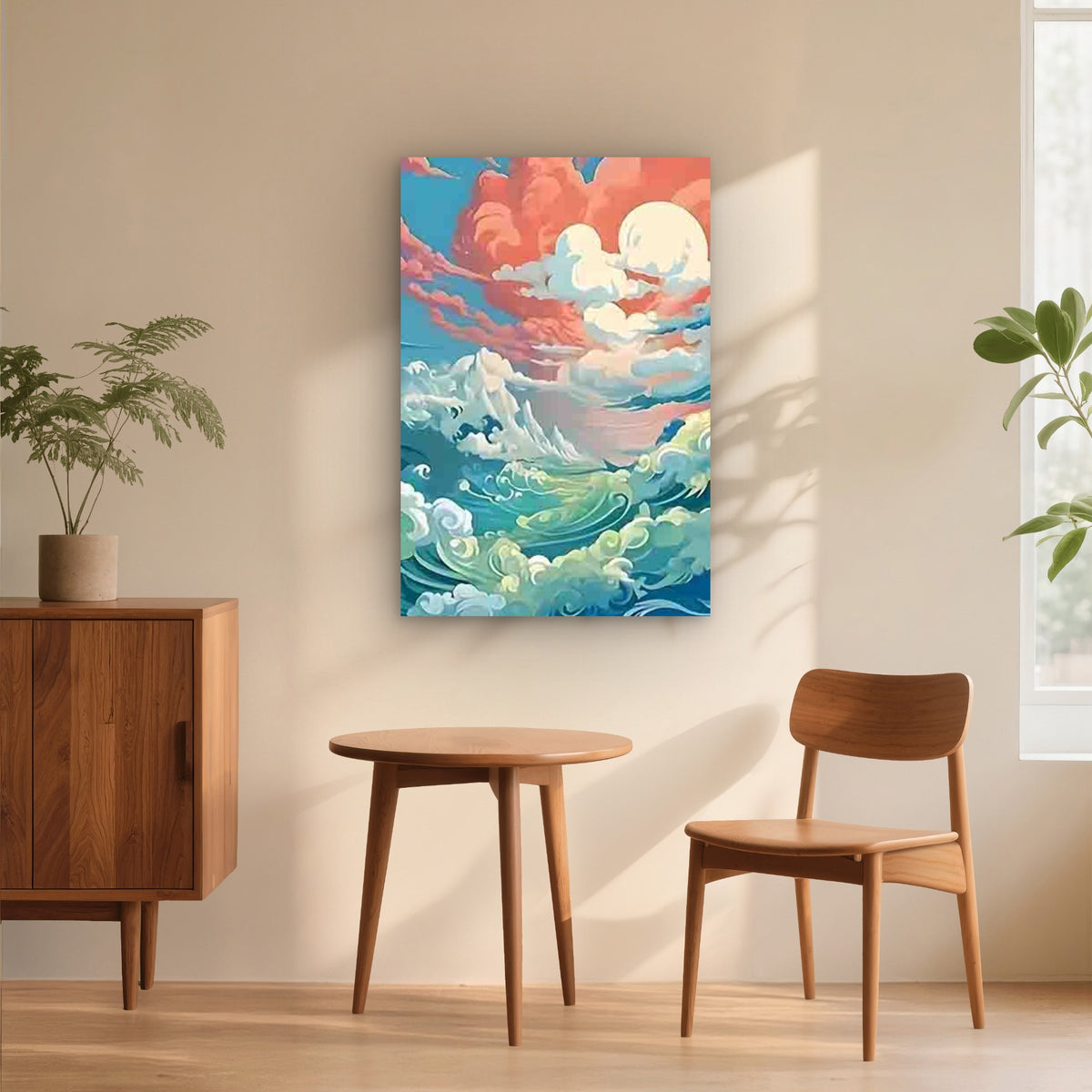 Colorful Waves And Clouds 60x90cm Metal Print Ready to Hang