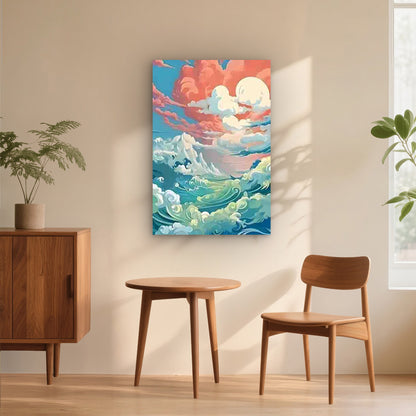 Colorful Waves And Clouds 60x90cm Metal Print Ready to Hang