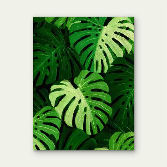 Jungle Green Leaf Rainforest Art Monstera, Botanical Metal 40x60cm Print Ready to Hang