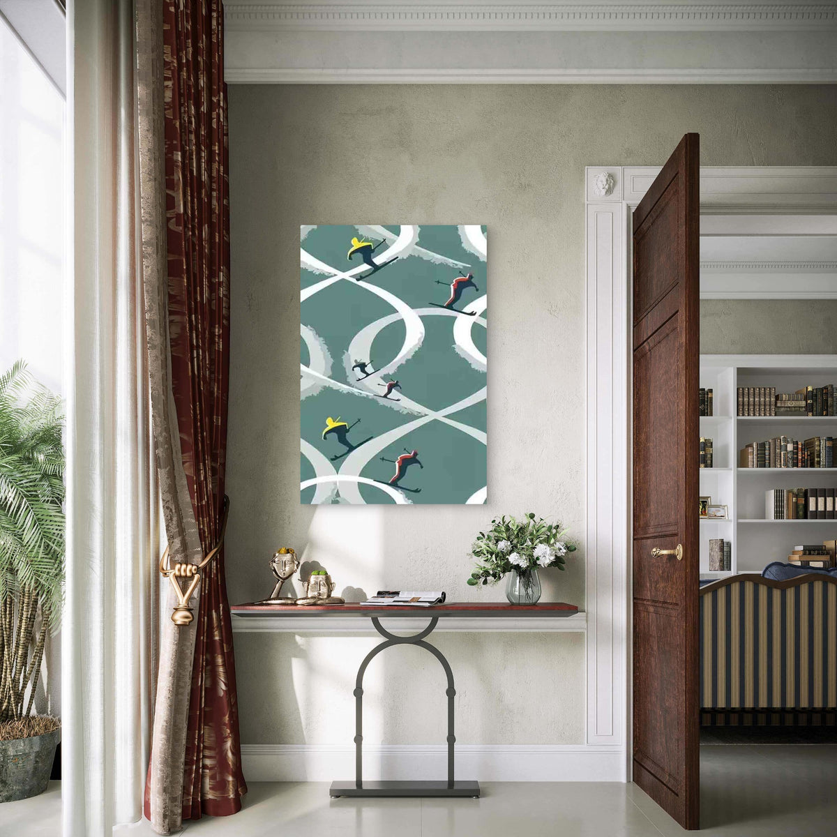 Dark Green & White Trail 60x90cm Metal Print Ready to Hang