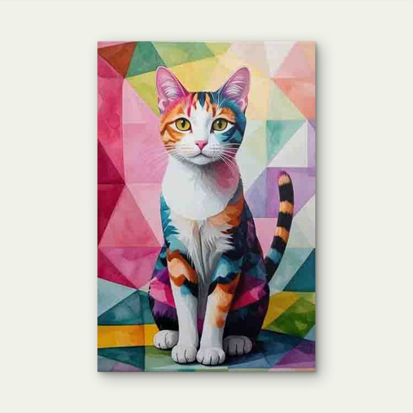 Minimalist Retro Abstract Cat Metal Print Ready to Hang