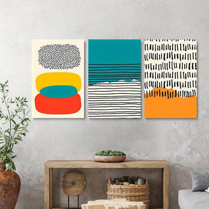 3pcs Modern Art, Simple Colorful Abstract Combination Metal Print Ready to Hang Art