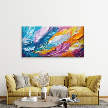 Abstract Feather Painting Wall Art Canvas Office Home Room Framed 120x60cm