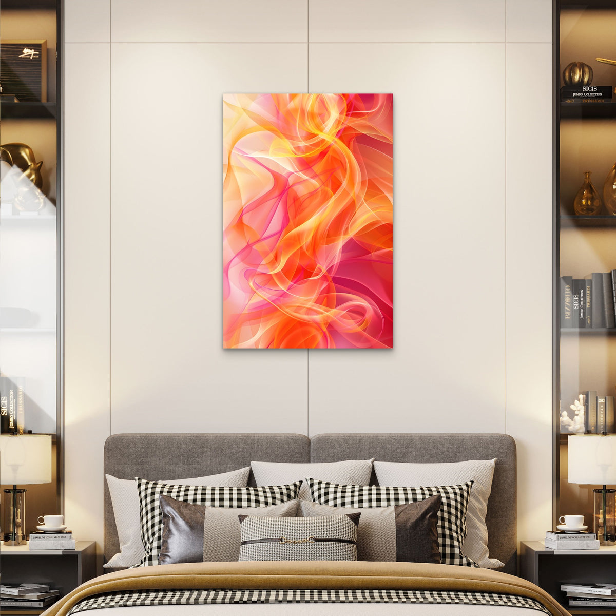 Abstract Digital Illustration in Warm Gradient Hues 40x60cm Metal Print Ready to Hang