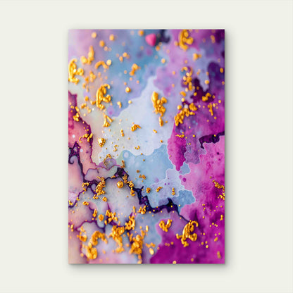 Celestial Bloom with Gilded Textures 40x60cm Metal Print Ready to Hang