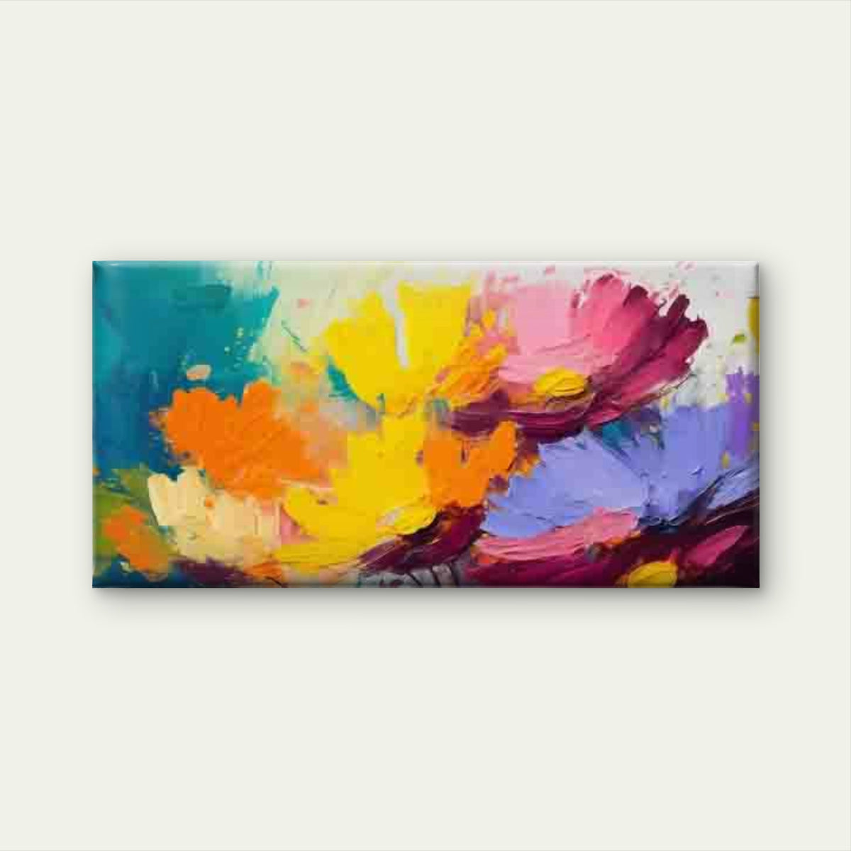 Abstract Multicolor Flowers Wall Art Canvas Office Home Room Framed 120x60cm