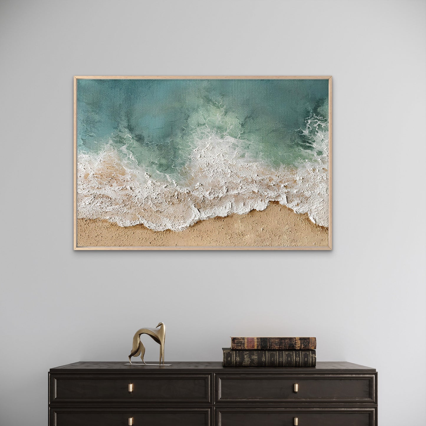 Neutral Colored Waves Sandy Beach Wall Art Decor 100% Australian Made