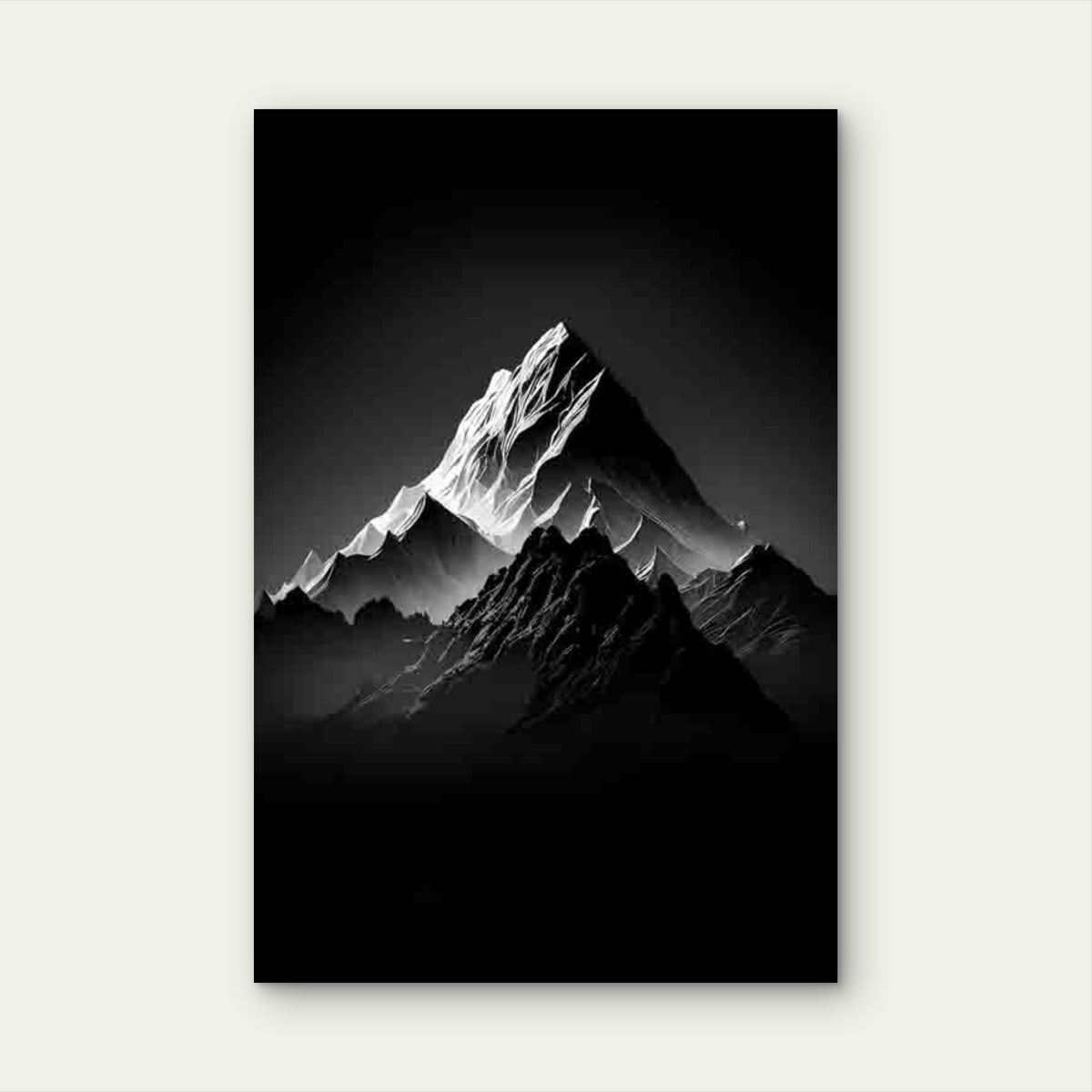 Monochrome Mountain Range Peak 60x90cm Metal Print Ready to Hang