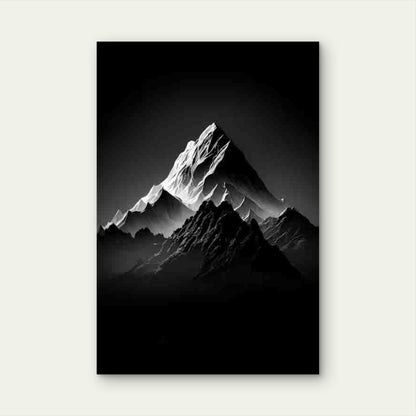 Monochrome Mountain Range Peak Metal Print Ready to Hang