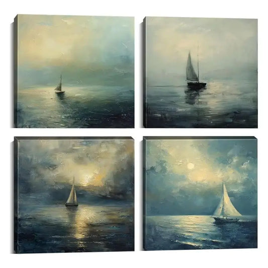 4pcs Rustic Bee & Wildflower Wall Art Canvas Framed