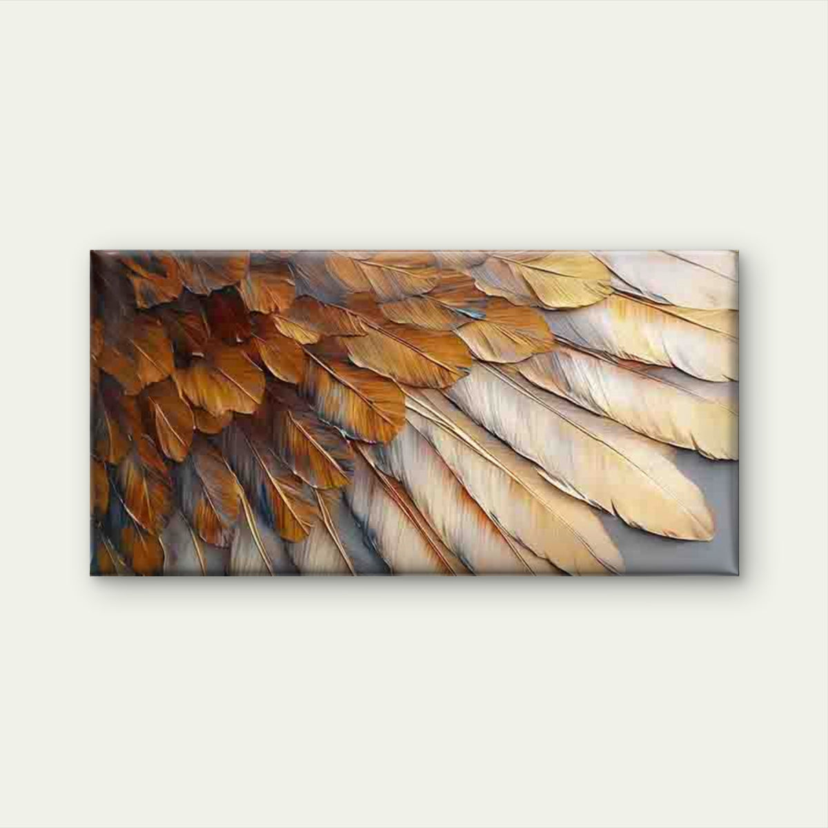 Golden Brown Feather Texture Wall Art Canvas Office Home Room Framed 120x60cm