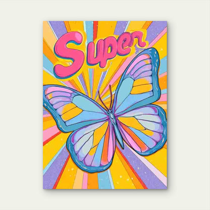Preppy Affirmation Retro Butterfly Metal Print Ready to Hang