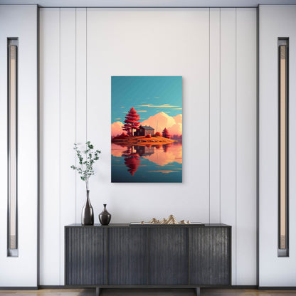 Camping On The Lake In The Forest At Sunset Metal Print Ready to Hang