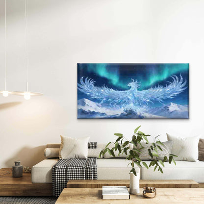 Ice Crystal Phoenix Snow Mounta Wall Art Canvas Office Home Room Framed 120x60cm