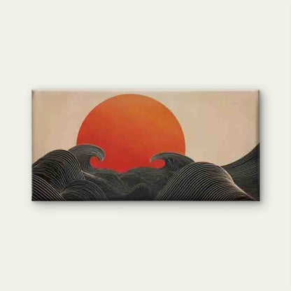 Abstract Waves And Sun Wall Art Canvas Office Home Room Framed 120x60cm