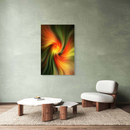 Abstract Swirling Design in Red, Yellow, and Green 40x60cm Metal Print Ready to Hang