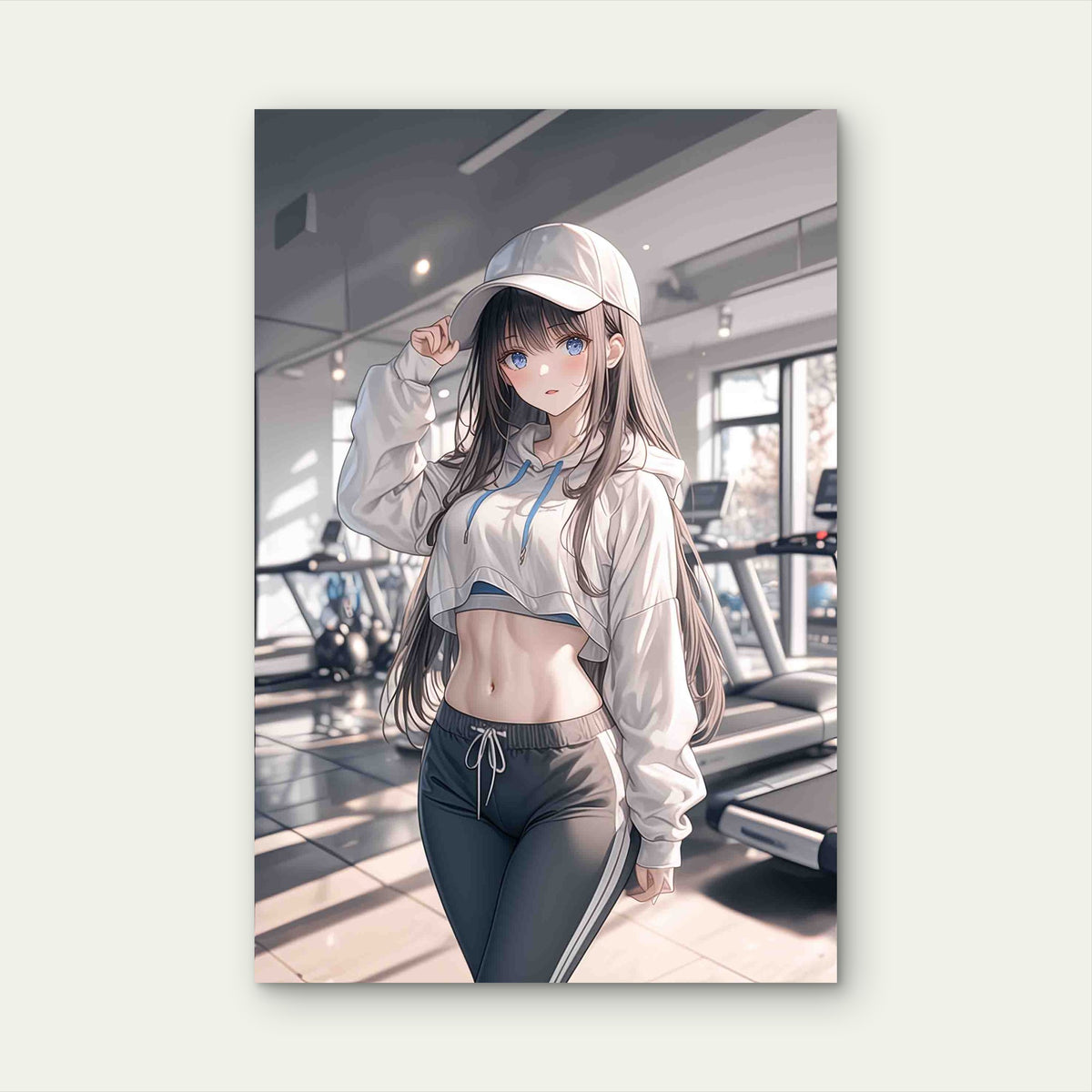 Anime Girl in Sportswear 40x60cm Metal Print Ready to Hang