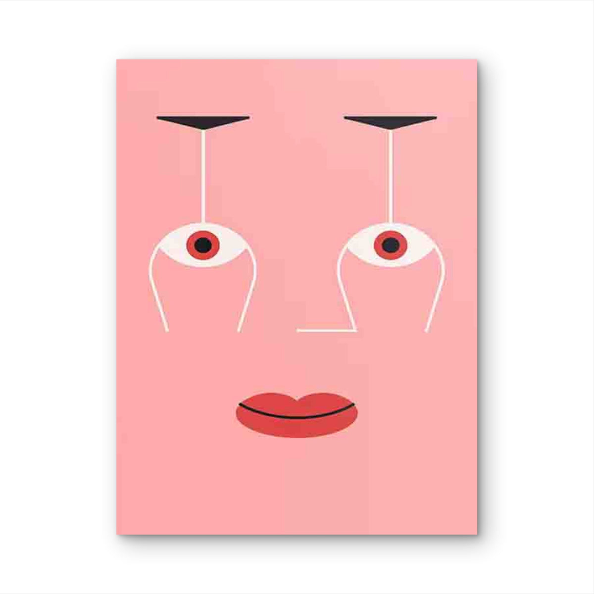Pink Background & Eyes, Lips & Red Nose 60x90cm Metal Print Ready to Hang