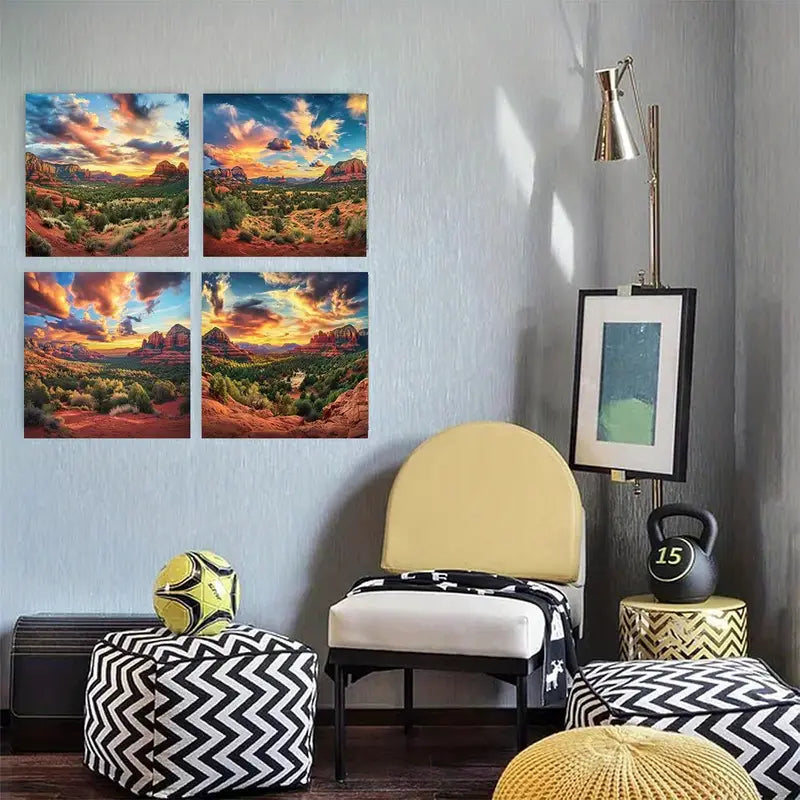 4pcs Paintings Sedona Landscape TU  Wall Art Canvas Framed