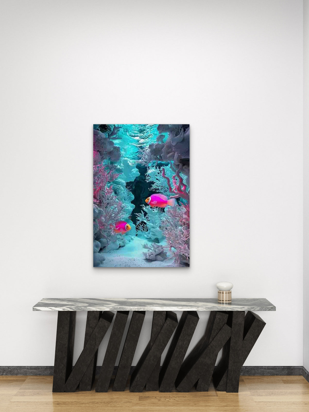 Vibrant Underwater Coral and Fishscape 60x90cm Metal Print Ready to Hang