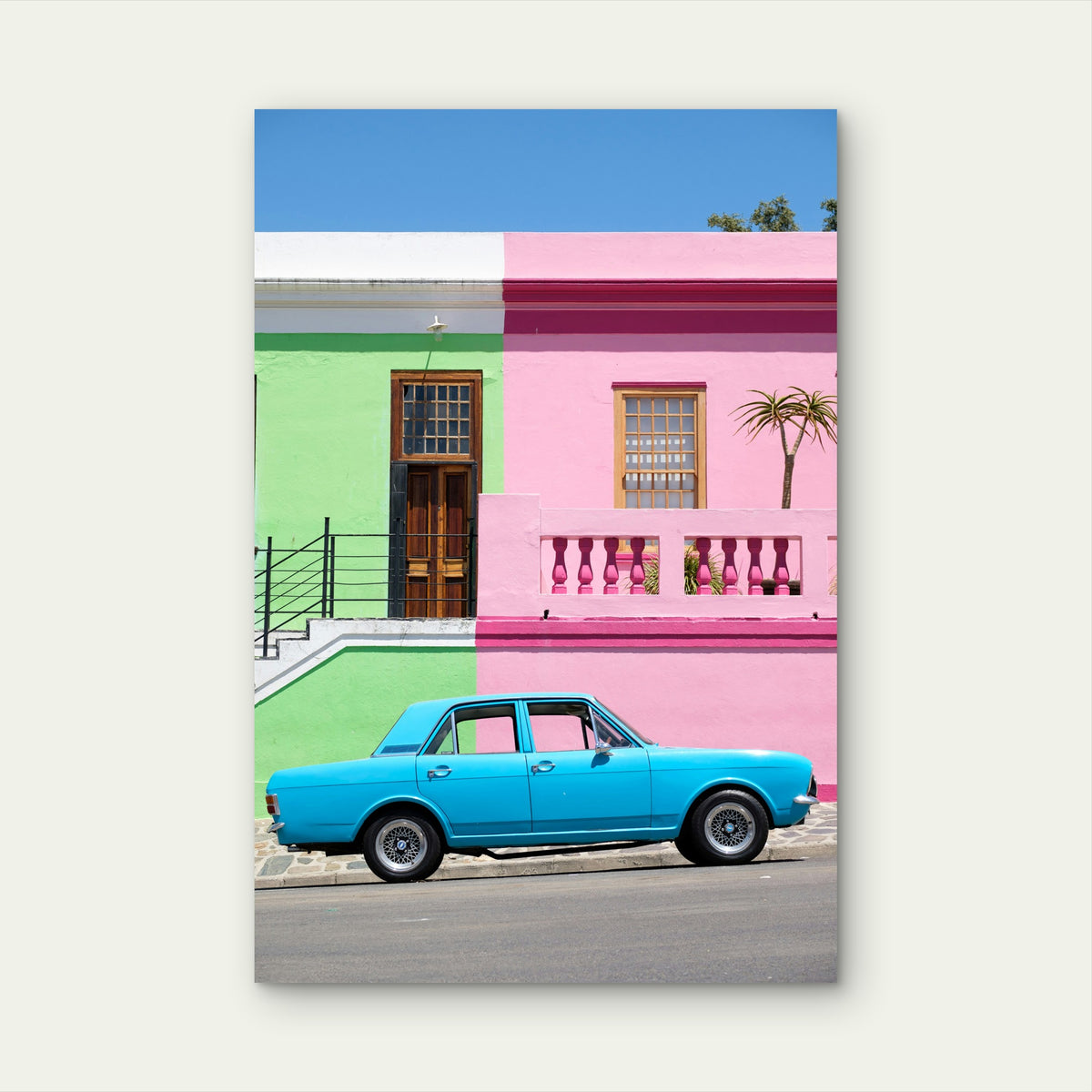 Coloured Houses And Cobbled Streets Of The Bo Kaap 40x60cm Metal Print Ready to Hang