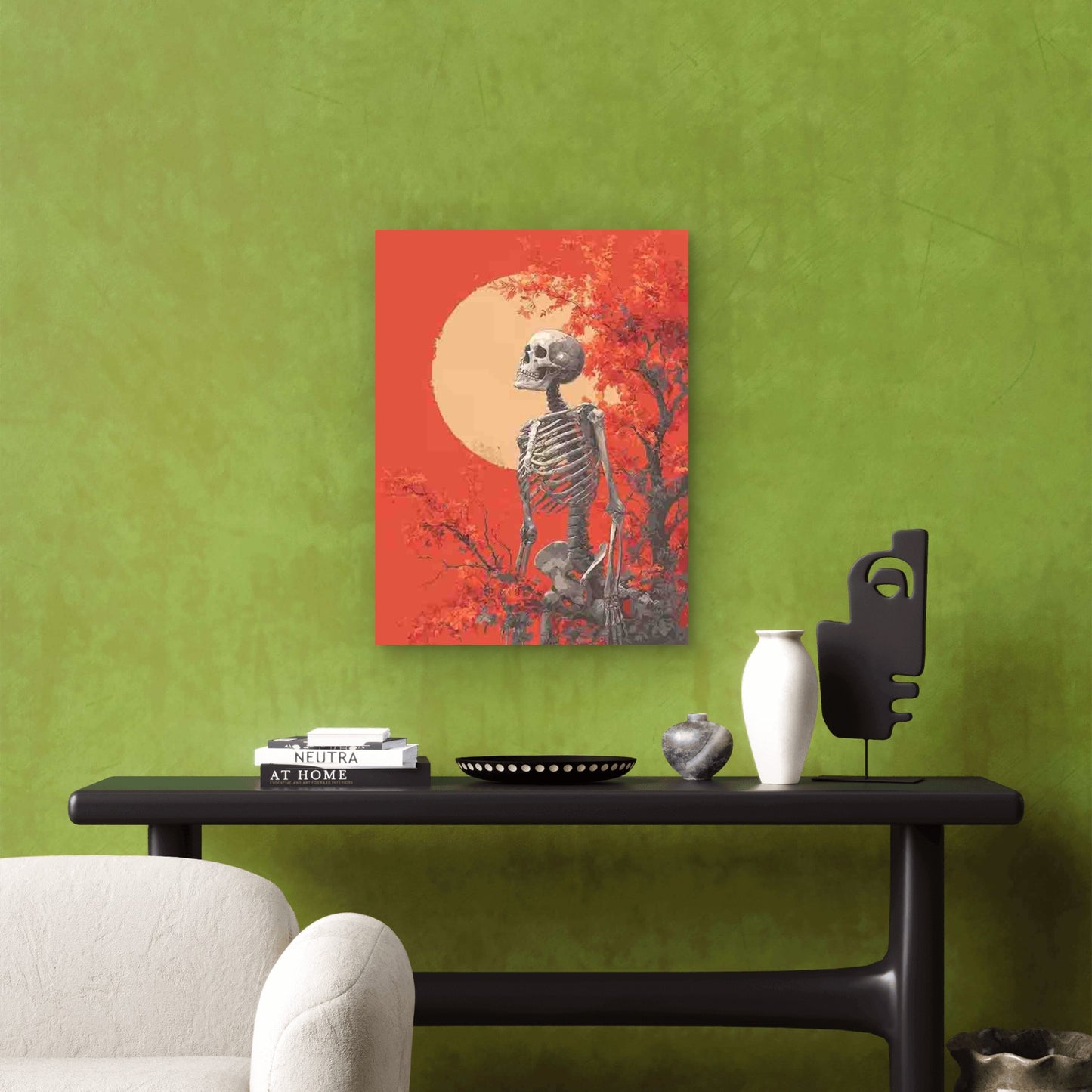 Halloween Decoration Featuring a Cute Skeleton 60x90cm Metal Print Ready to Hang