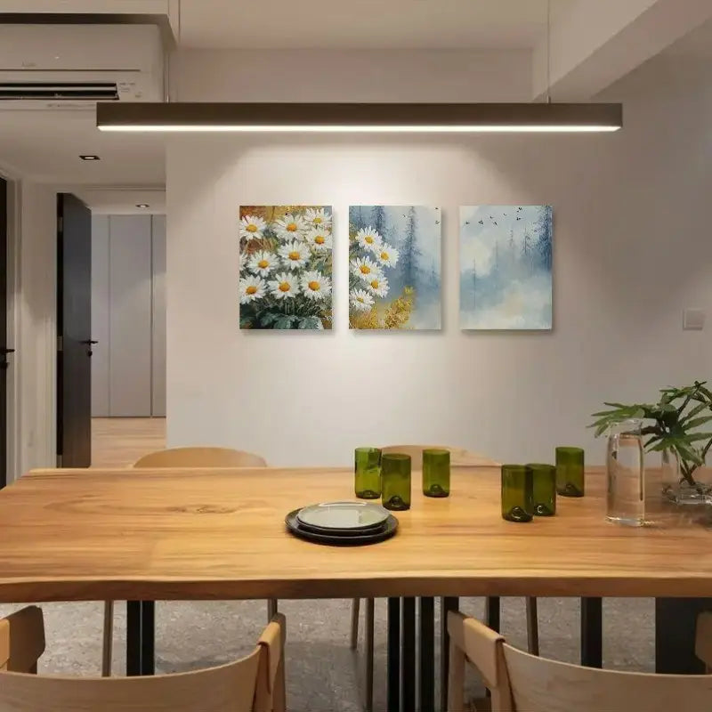 3pcs Classic White Floral Elegant Flowers Painting Metal Print Ready to Hang Art