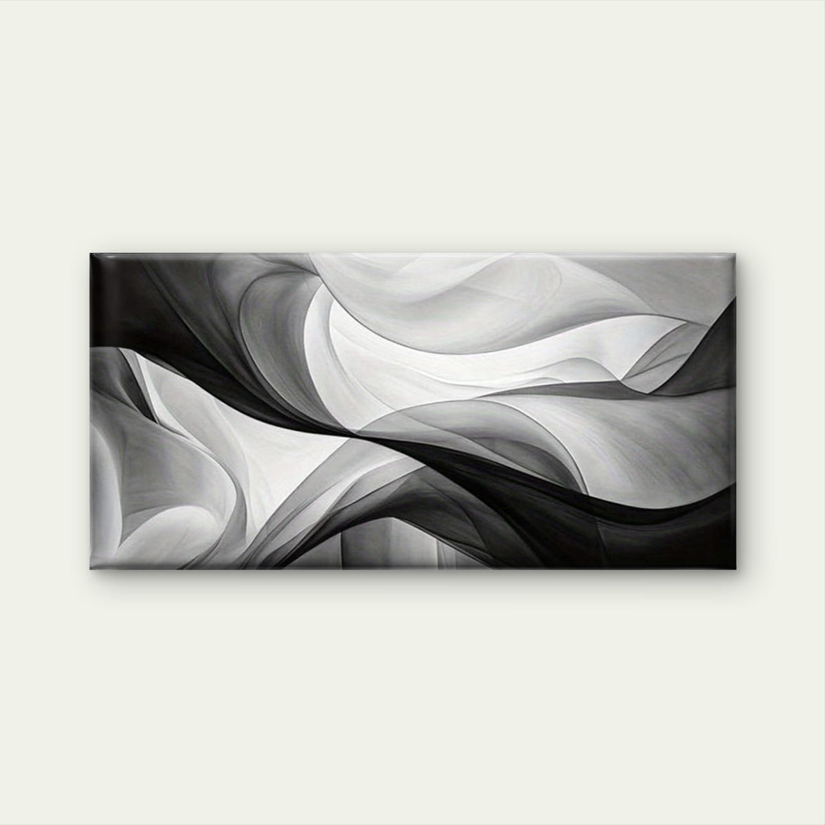 White Black Infinite Ripples Wall Art Canvas Office Home Room Framed 120x60cm