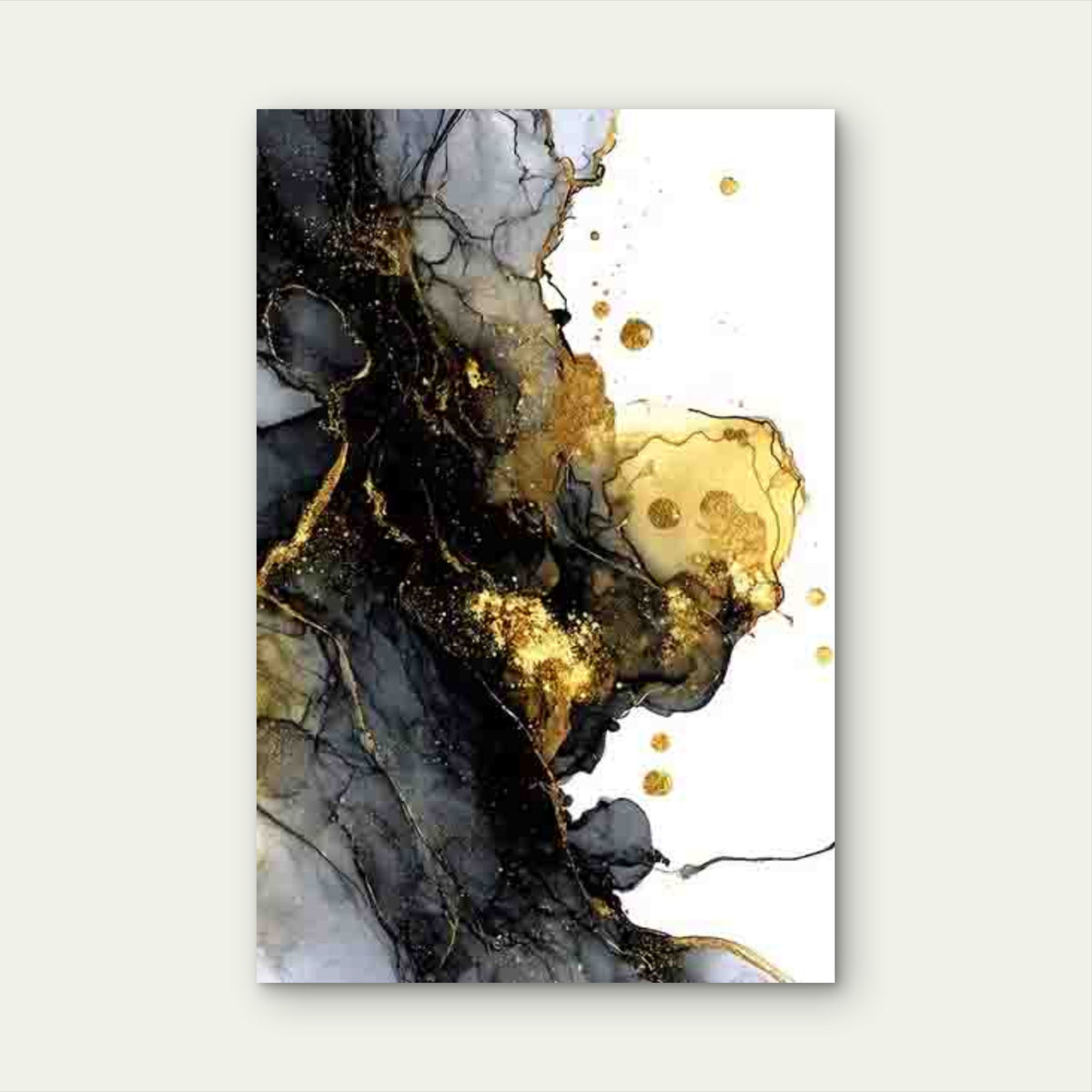 Golden & Black Abstract 40x60cm Metal Print Ready to Hang