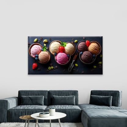 Ice Cream in Mickey Mouse Bowl Wall Art Canvas Office Home Room Framed 120x60cm