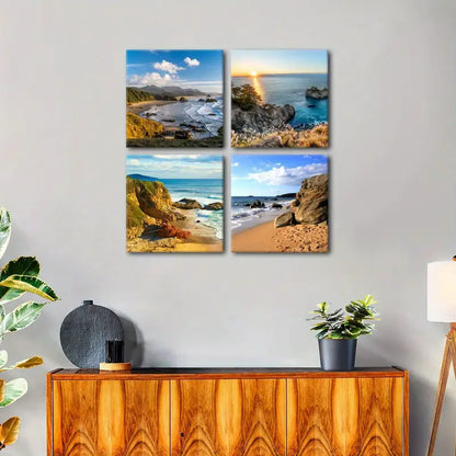 4pcs Ocean Sunrise Wall Decor Wall Art Canvas Framed