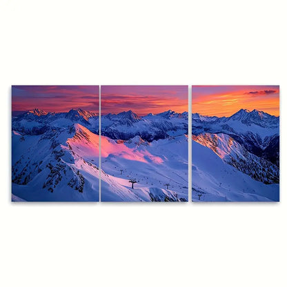 3pcs Obertauern Ski Resort Mountain Wall Art Set Canvas Framed 60x90cm - High Quality Print 100% Australian Made Wall Canvas Ready to Hang