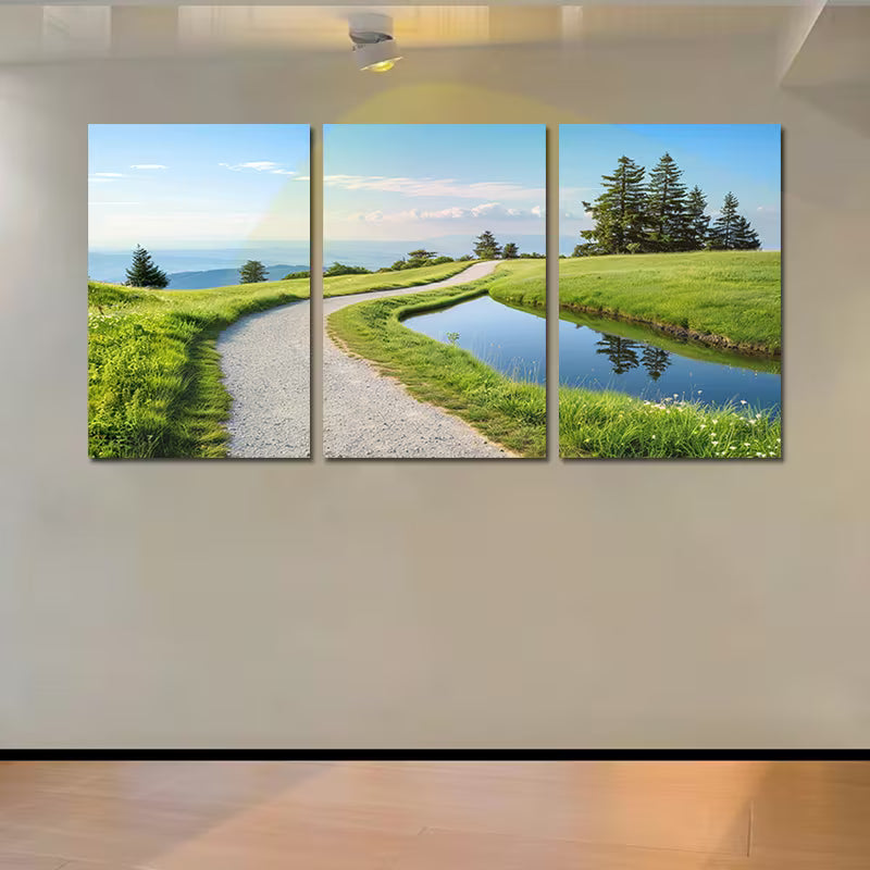 3pcs Paintings of Serene Countryside Roads Wall Art Set Canvas Framed 60x90cm - High Quality Print 100% Australian Made Wall Canvas Ready to Hang