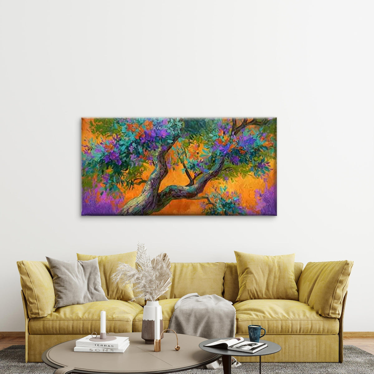 Vibrant, & Floral Botanical Wall Art Canvas Office Home Room Framed 120x60cm