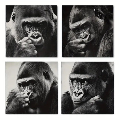 4pcs Smoking Gorill Wall Art Canvas Framed