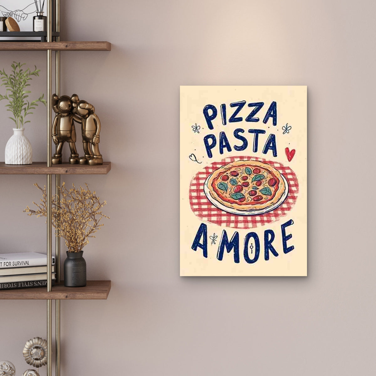 Pizza Pasta & Italian Phrases PIZZA PASTA PASTA & AMORE 60x90cm Metal Print Ready to Hang