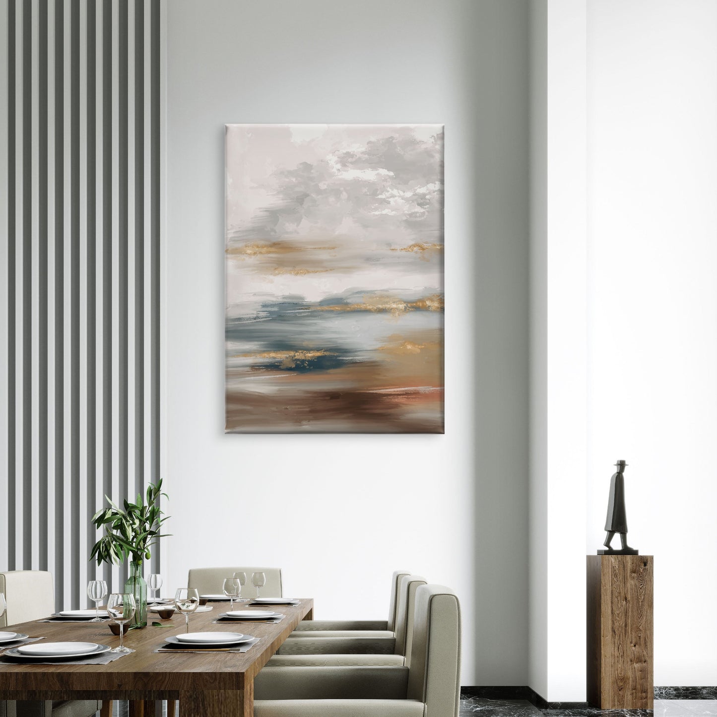 Abstract hand painted landscape Neutral Canvas Print Wall Art Decor 100% Australian Made