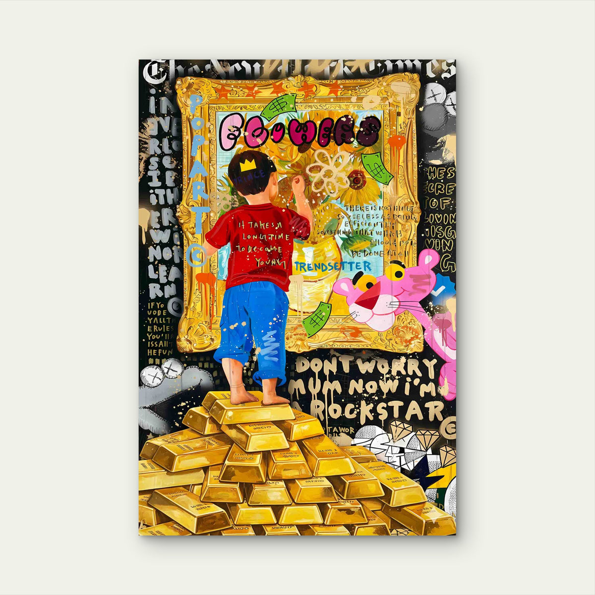 Rebellious Wealth Typography Mixed Media 60x90cm Metal Print Ready to Hang