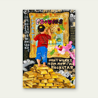 Rebellious Wealth Typography Mixed Media 60x90cm Metal Print Ready to Hang