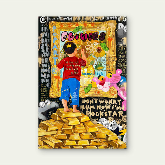 Rebellious Wealth Typography Mixed Media 60x90cm Metal Print Ready to Hang