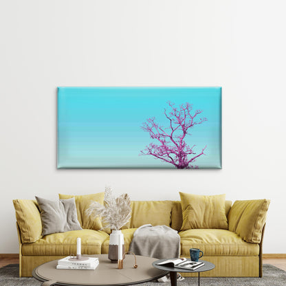 Pink Tree On Blue S Wall Art Canvas Office Home Room Framed 120x60cm