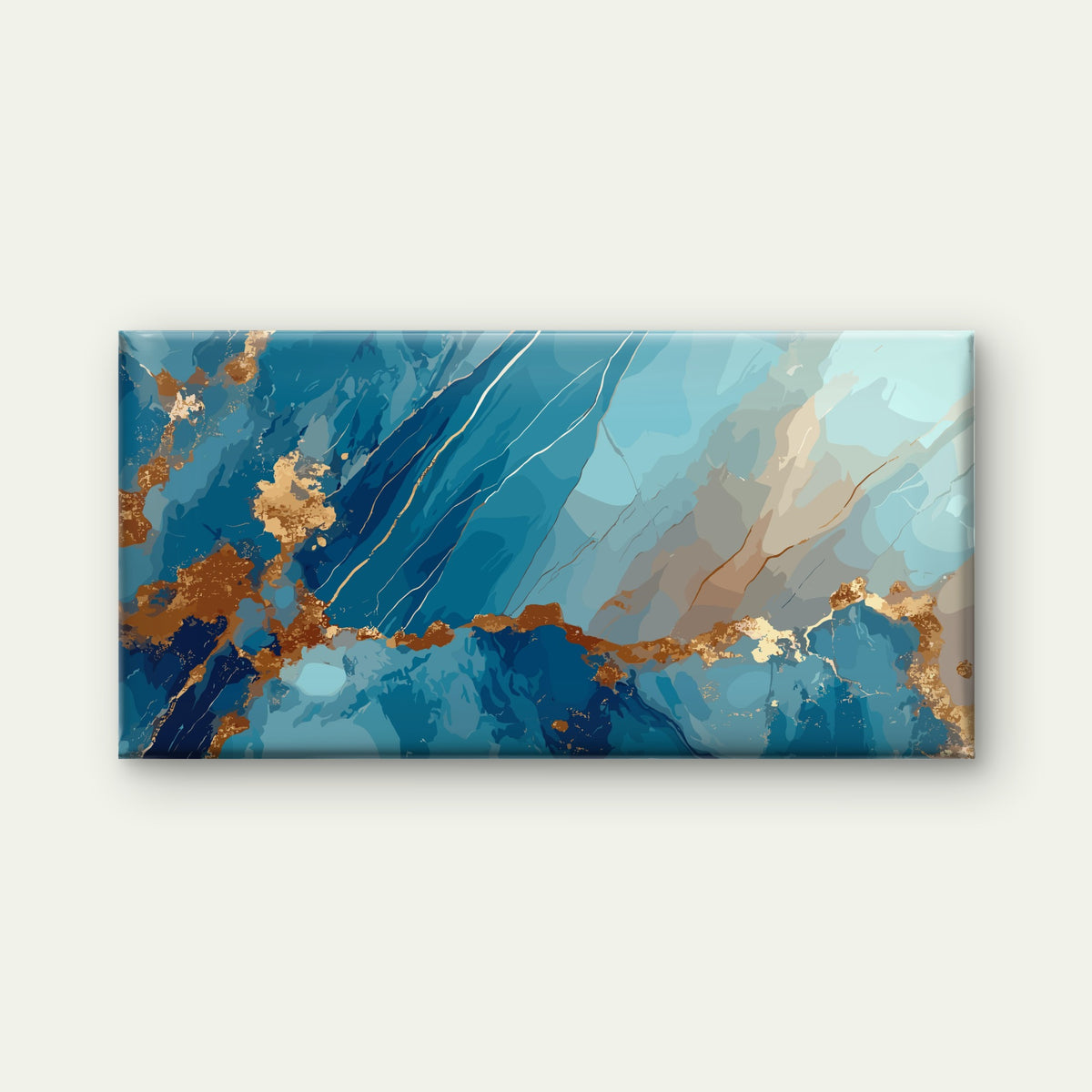Azure Gilded Marble Fluid Wall Art Canvas Office Home Room Framed 120x60cm