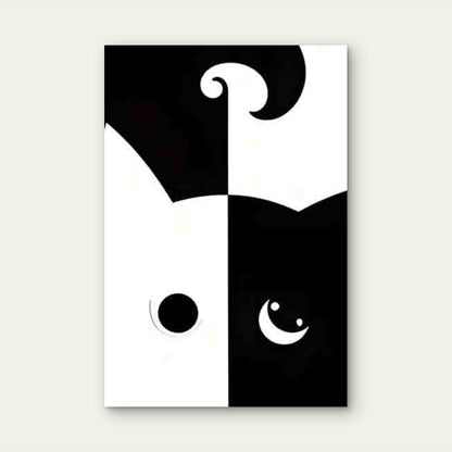 Black and White Contrast Cat Pattern 60x90cm Metal Print Ready to Hang - Bella Home Decor