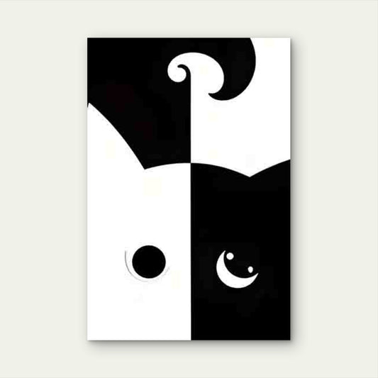 Black and White Contrast Cat Pattern 60x90cm Metal Print Ready to Hang - Bella Home Decor