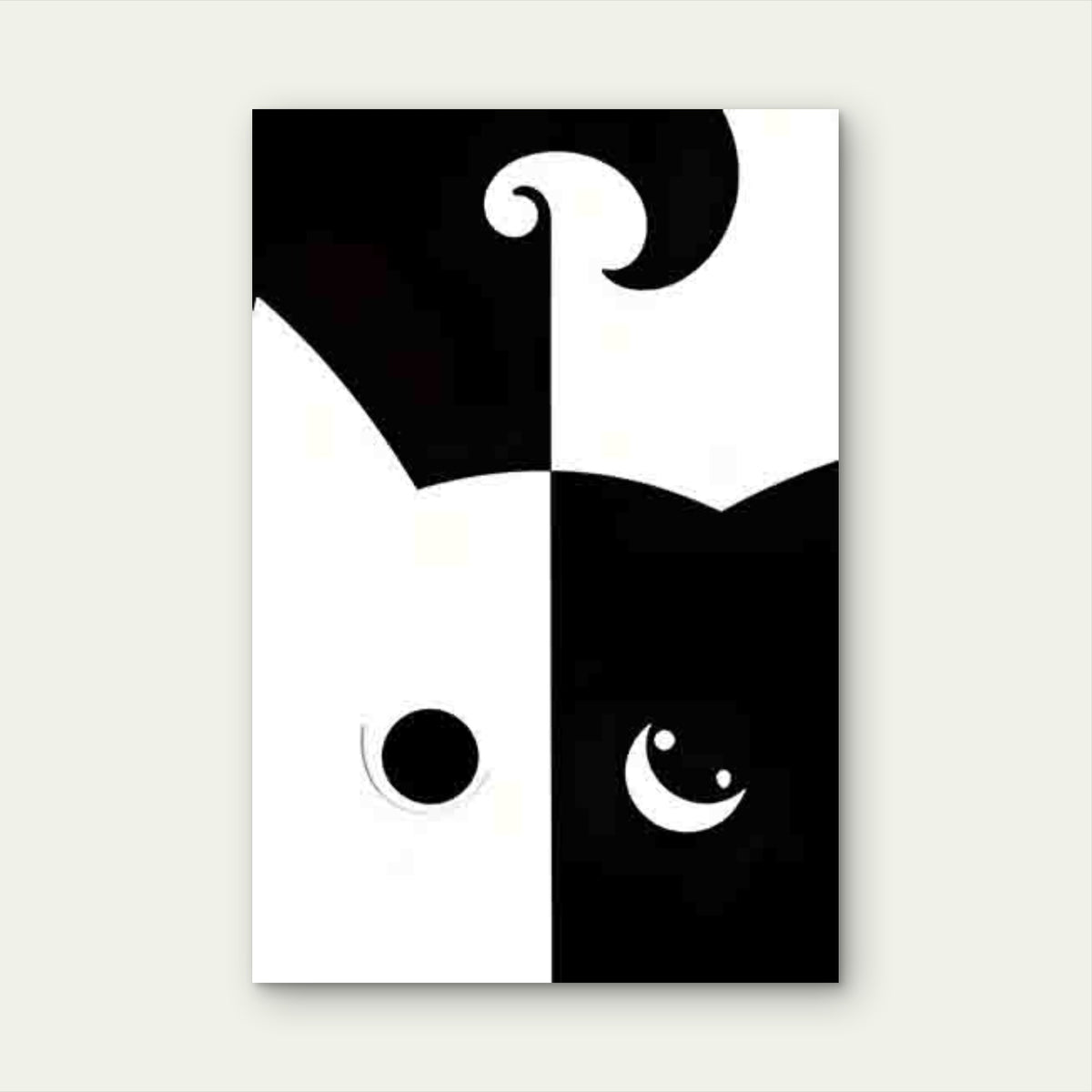 Black and White Contrast Cat Pattern 40x60cm Metal Print Ready to Hang